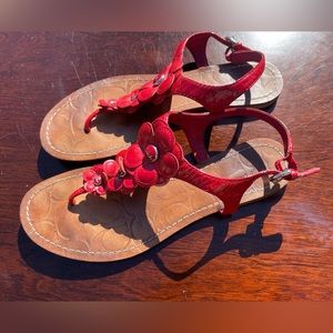 Coach Omega Red Leather sandals Women’s size 8.5